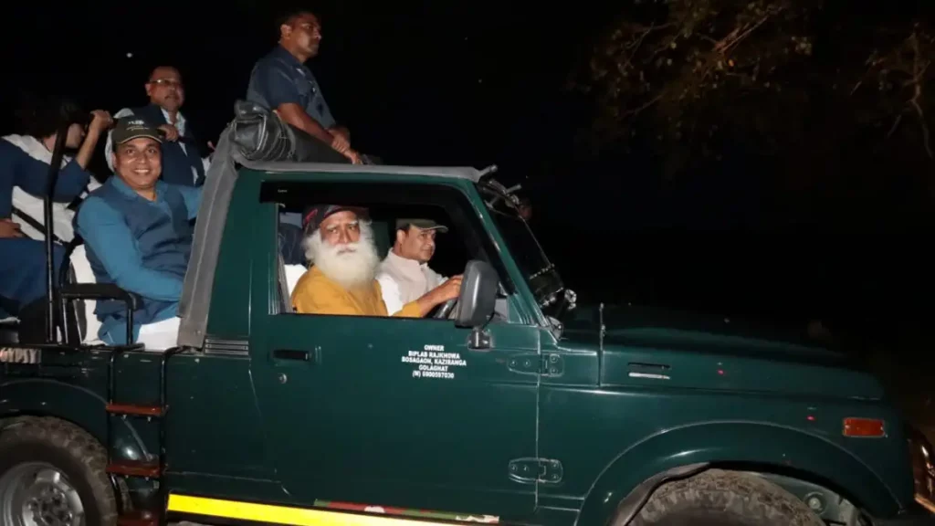 Spiritual leader, Assam CM take Jeep ride in Kaziranga at night, FIR lodged